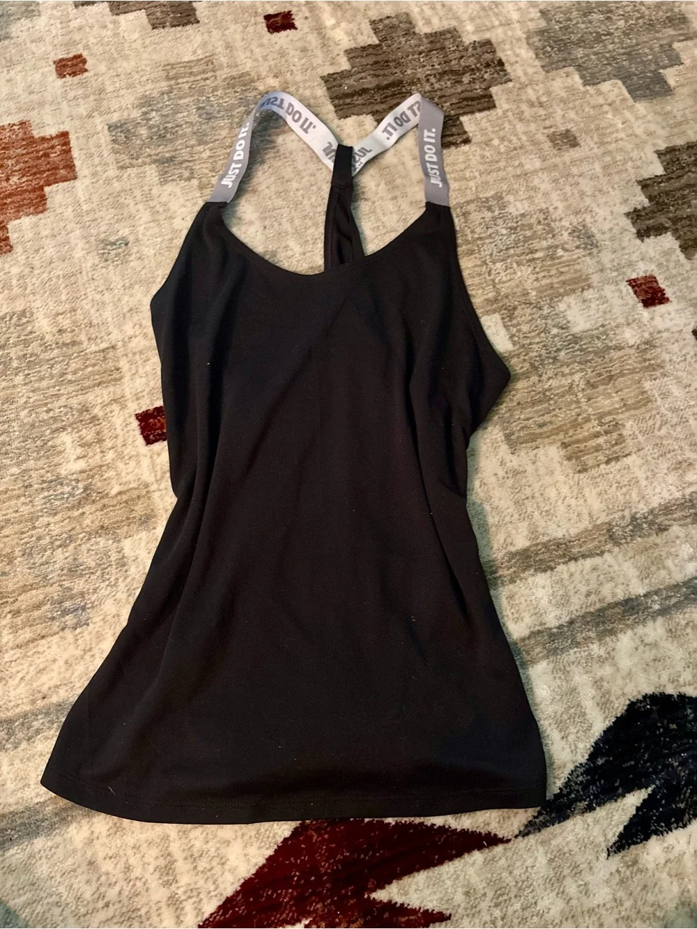 Nike Black Tank Top with White 'Just Do It' Straps